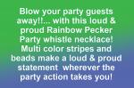 Rainbow Mardi Gras Penis Necklace with Bachelorette Party Whistle